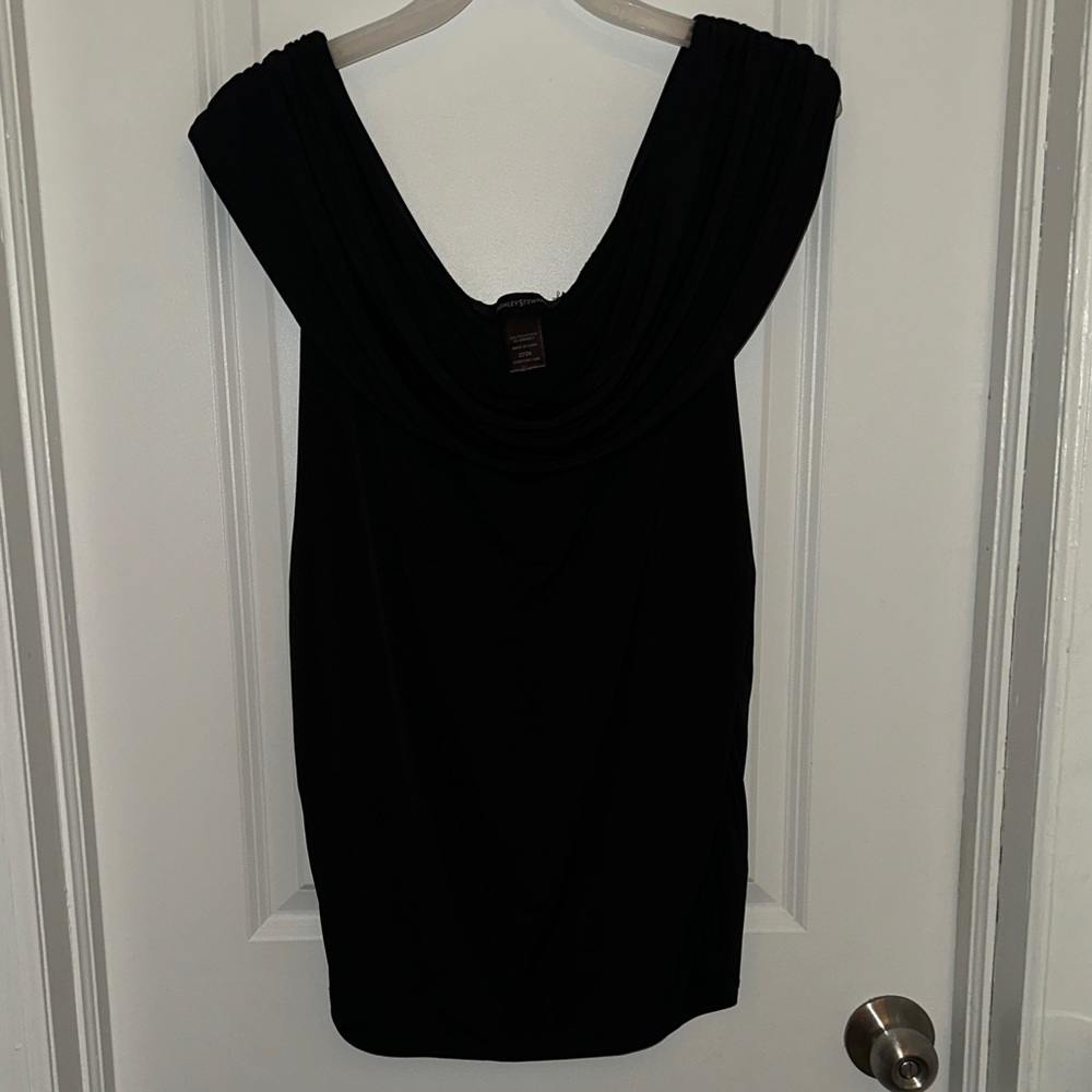 Ashley Stewart Black One-Shoulder Cowl Neck Dress